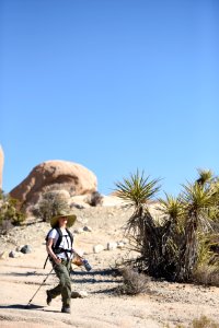 Hiker on Arch Rock Trail photo