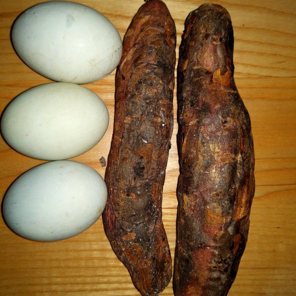 trứng vịt lộn khoai lang nướng ballot eggs and baked sweet potatos