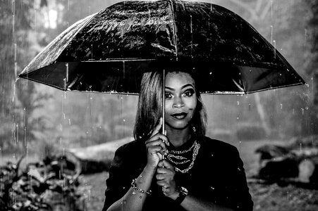 Raining black and white female photo