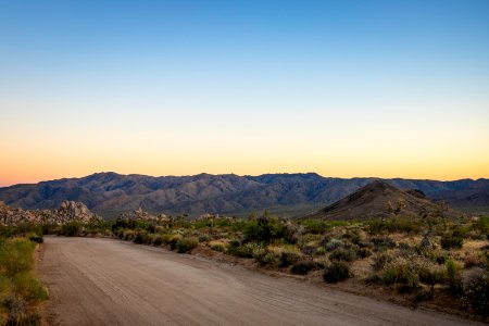 Malapai Hill and Geology Tour Road at sunset