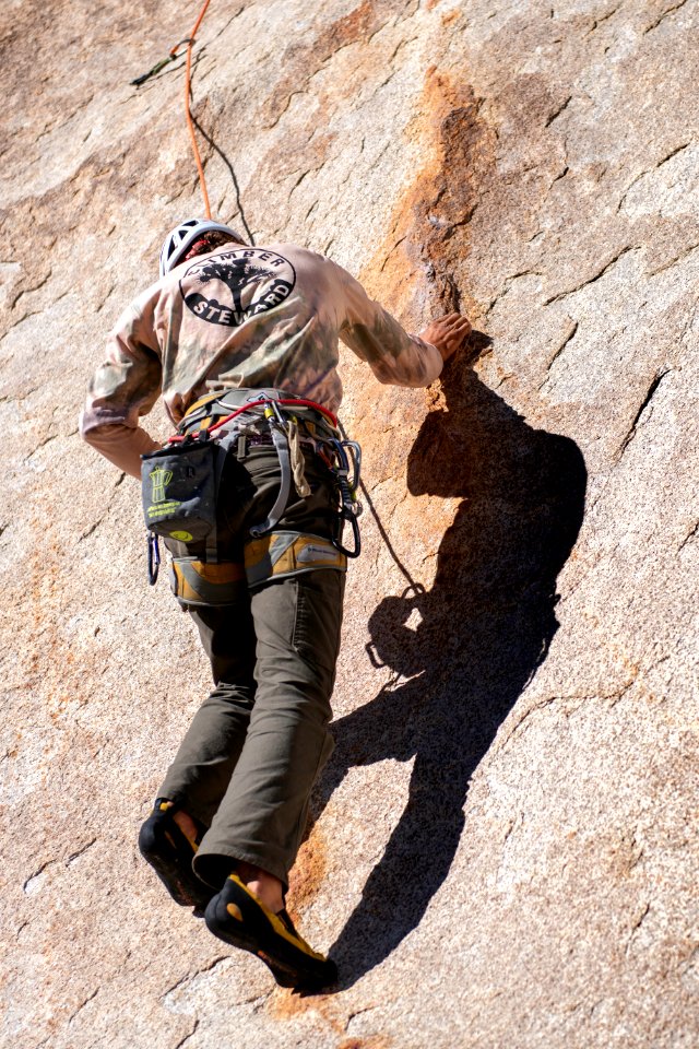 Climber steward climbing in Hidden Valley