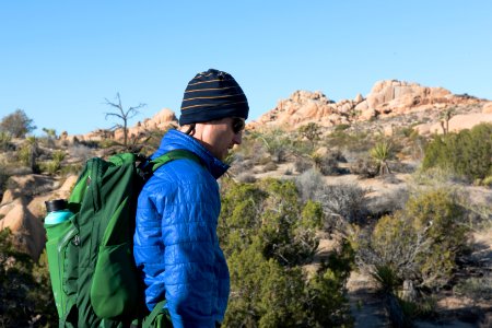 Hiker on the Skull Rock Trail photo