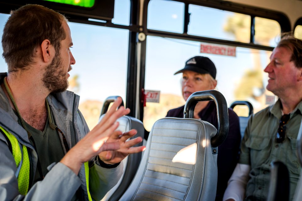 Bus ambassador and visitors