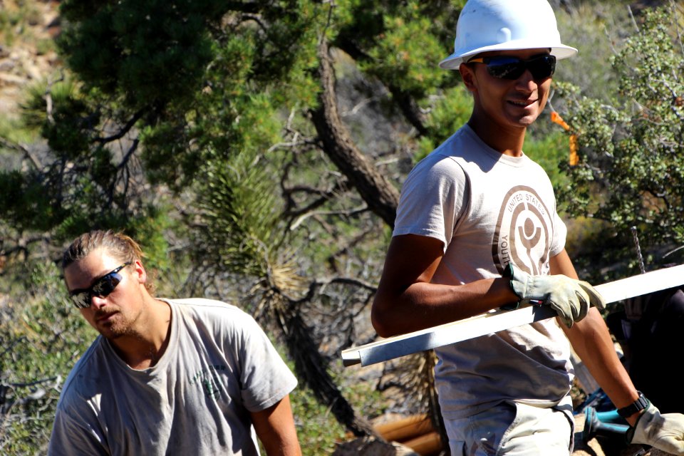Youth Conservation Corps working on trails
