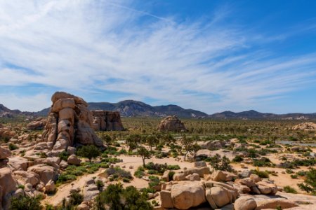 Empty Hidden Valley Campground overlooking Cyclops Rock