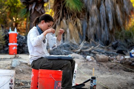 Park ranger performing archaeology surveys at Cottonwood Springs