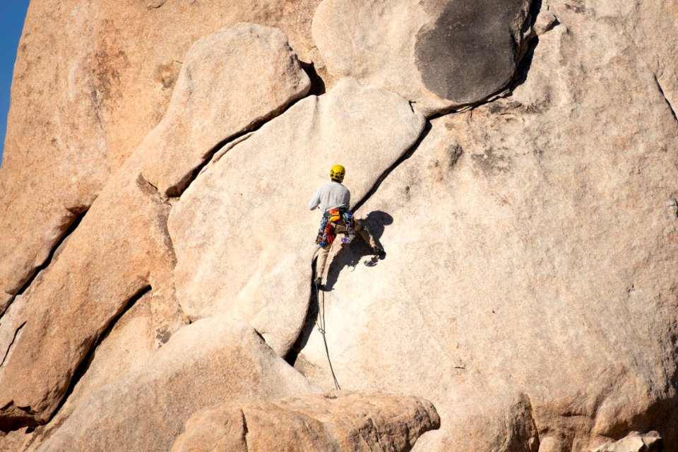 Rock climber in Hidden Valley Campground