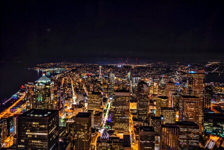 Streetlights cityscape skyscraper