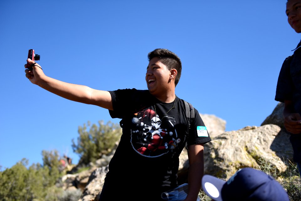 Student takes photo of self
