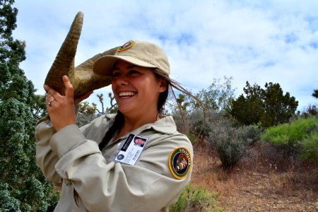 Educational volunteer conducts a long distance interpretive program.