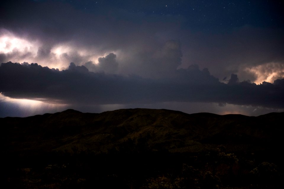 Clouds and lightning near the North Entrance