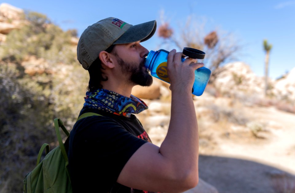 Visitor drinking water
