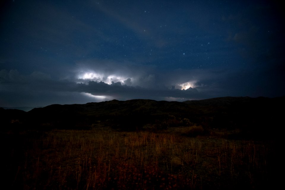 Clouds and lightning near the North Entrance