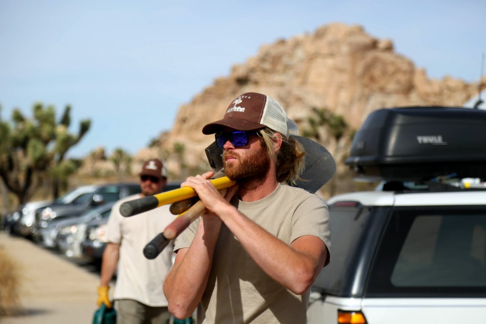 Unloading equipment near Hemingway Buttress
