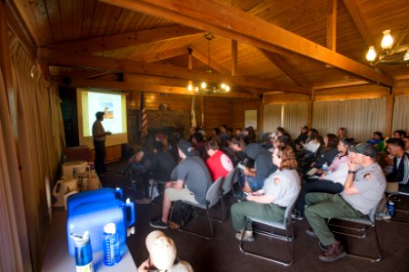 2017 Student Summit on Climate Change - Joshua tree Monitoring Project - Students and park staff attend training on how to collect data for the Joshua tree monitoring project photo