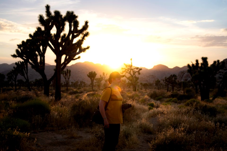Photographer in Hidden Valley area at sunset