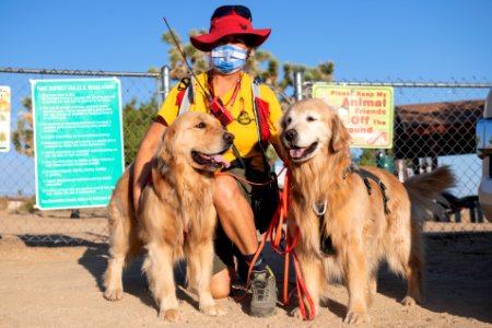 Search and Rescue Canine Team with volunteer