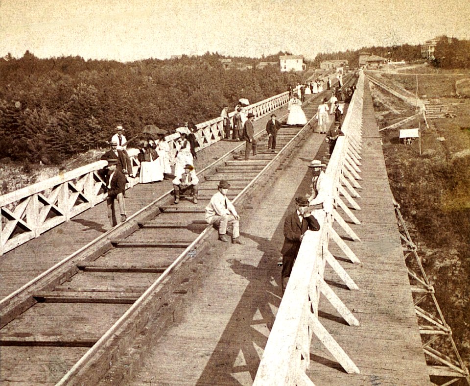 Parasols on Portage High Bridge, taken before 1875
