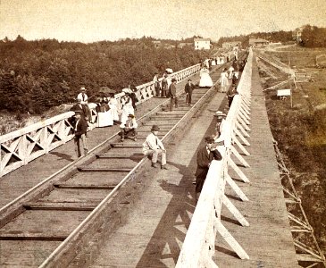 Parasols on Portage High Bridge, taken before 1875