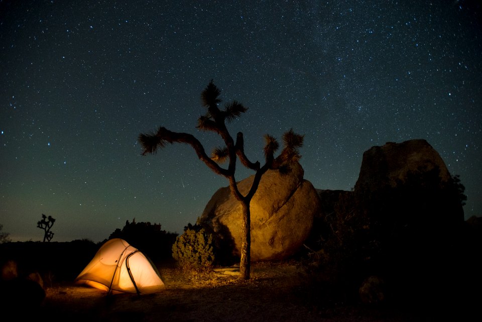 Glowing tent in Ryan Campground