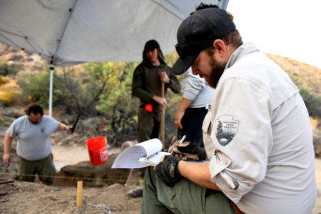 Park rangers performing archaeology surveys at Cottonwood Springs