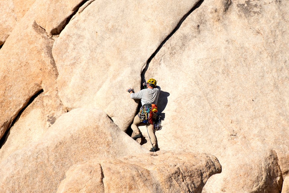 Rock climber in Hidden Valley Campground