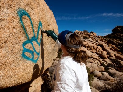 Applying Elephant Snot Graffiti Remover