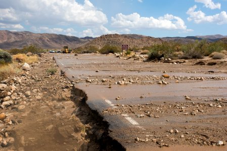 Water and debris on road from flood, 8/26/15 (near North Entrance)