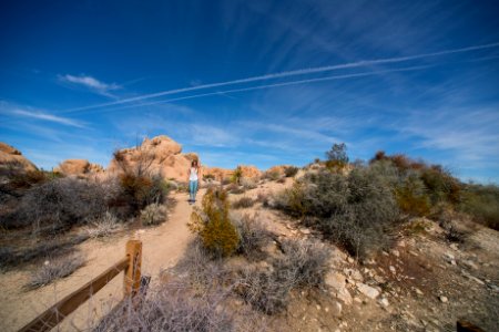 Hiker on the Skull Rock Trail