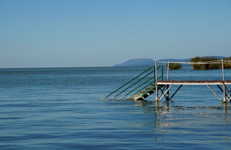 Pier stepladder entry into the water