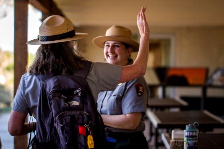 Two park rangers at Oasis of Mara