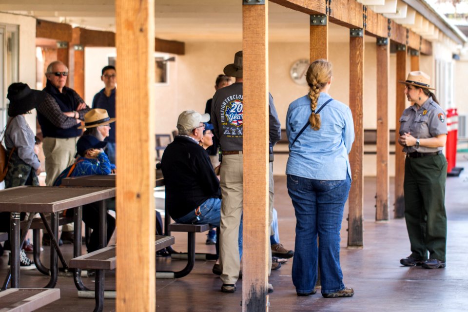 Park ranger giving talk at Oasis of Mara