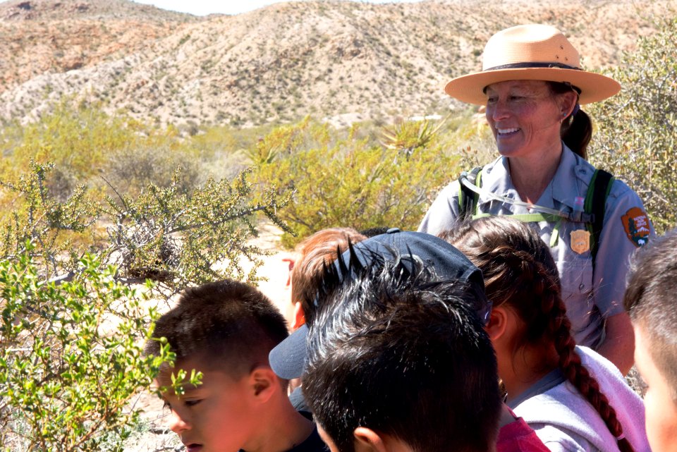Ranger talking to students
