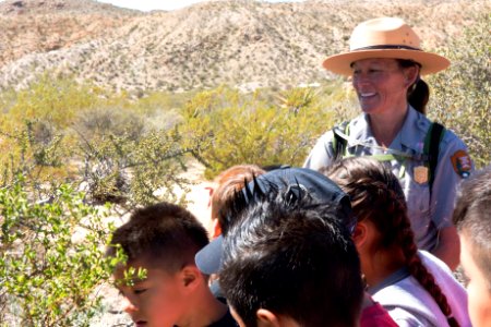Ranger talking to students