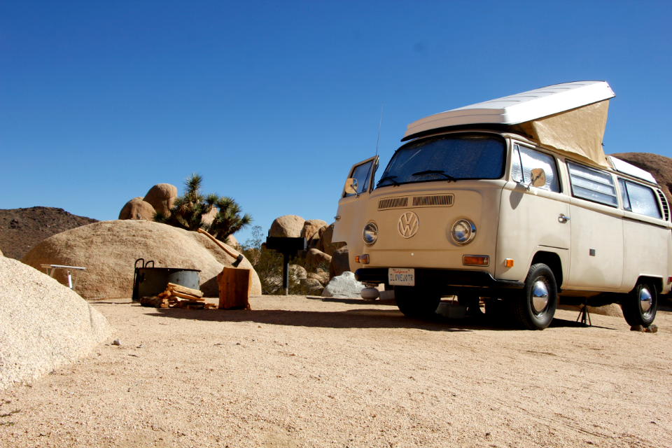 Camper in campground