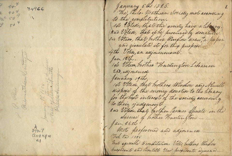 Philomathean Society Records, 1825-1834