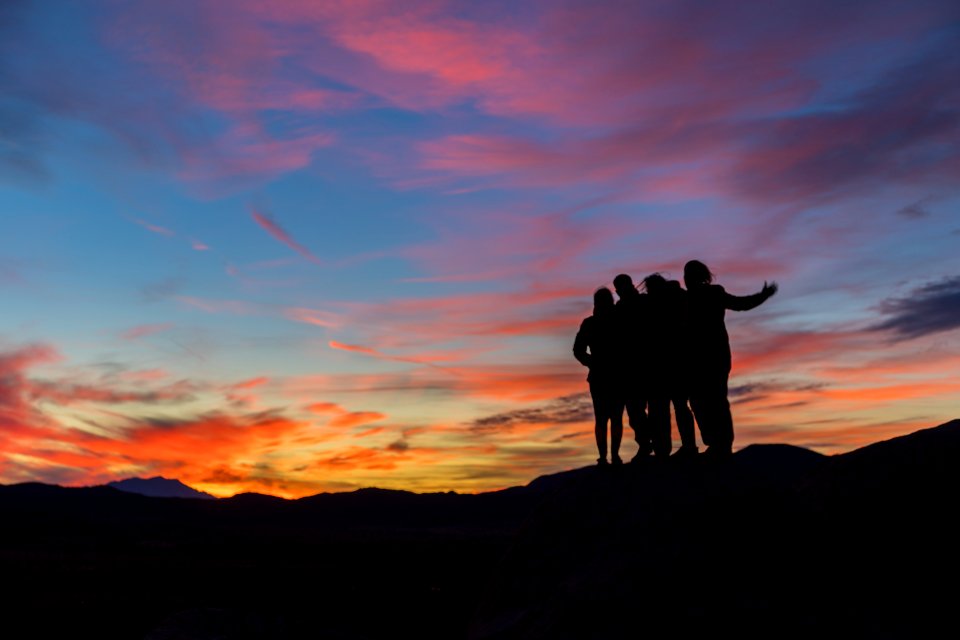 Silhouette of visitors at sunset