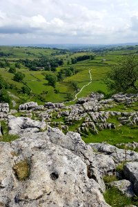 Looking down the valley from the top of Malham Cove