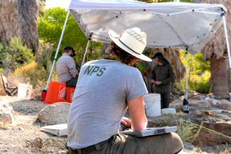 Park rangers performing archaeology surveys at Cottonwood Springs