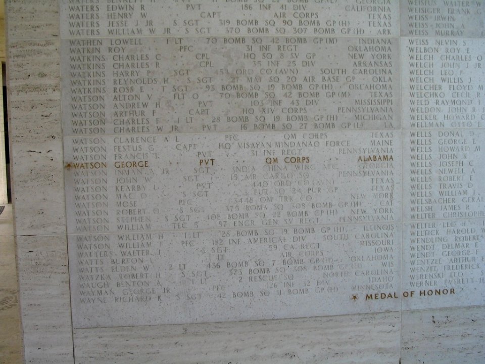 Pvt George Watson, Medal of Honor