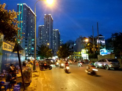 dusk at D2 road, Tan Hung ward district 7, sunrise city building mansion in view