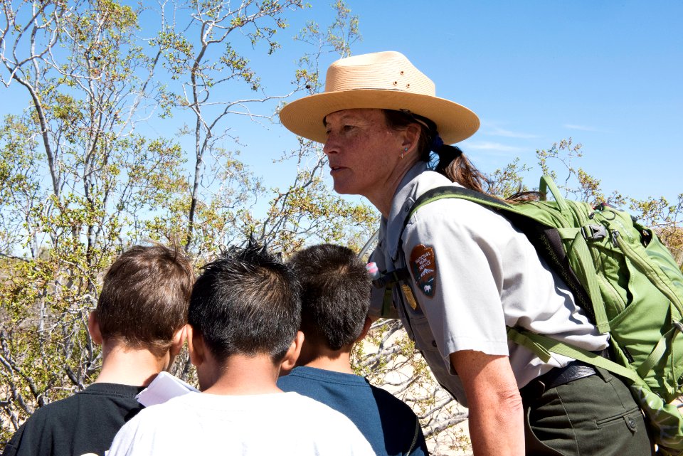 Ranger talking to students