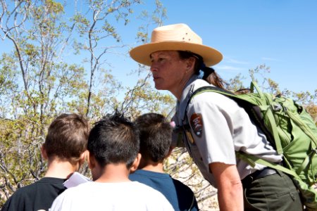 Ranger talking to students