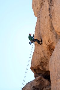 Climber steward rappelling in Hidden Valley Campground photo