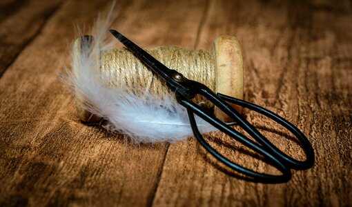 Old scissors yarn feather