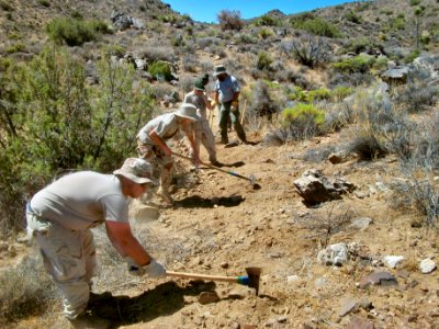 Youth Conservation Corps (YCC) interns doing trail construction on the Lost Horse Mine Trail