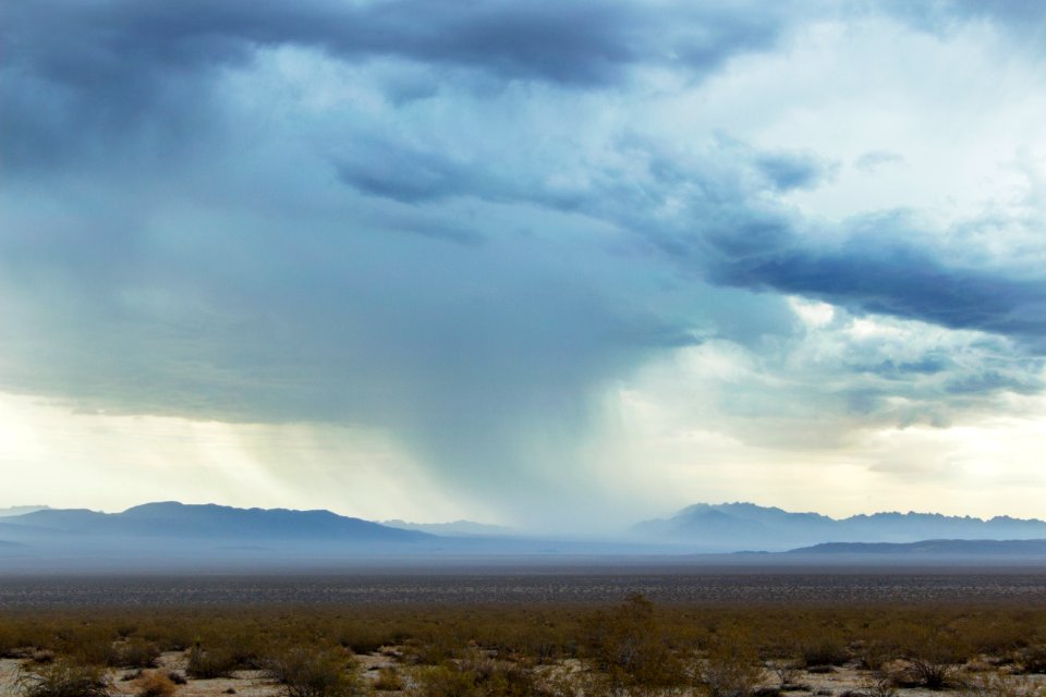 Rain falls on the Pinto Basin; July 2, 2015
