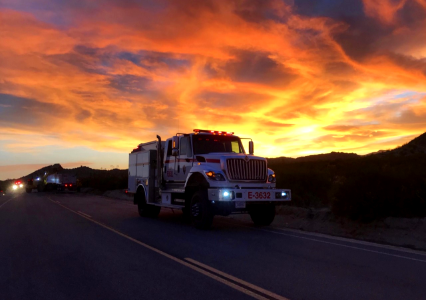 Fire Truck at Sunset