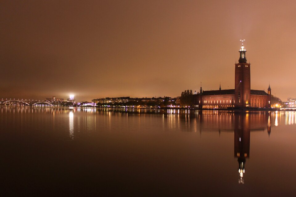 Night reflection water