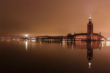Night reflection water
